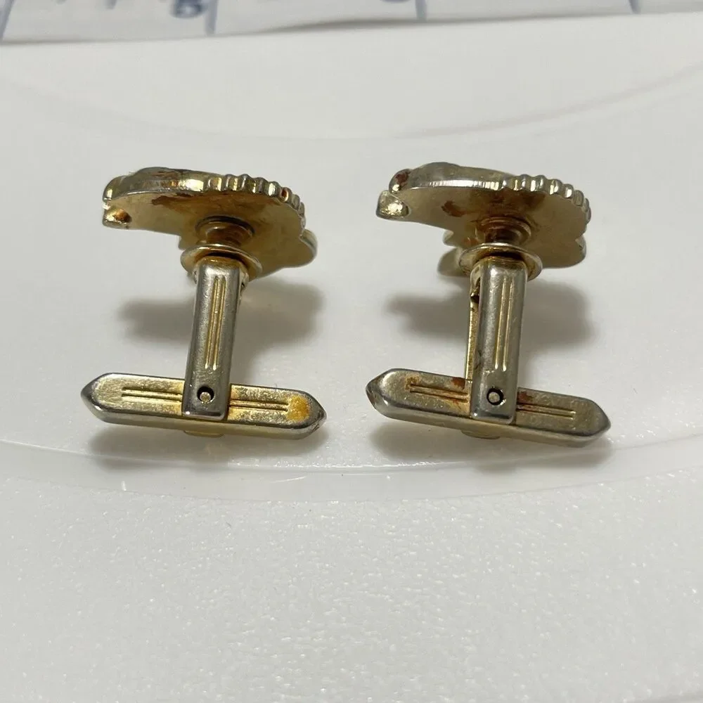 Vintage Goldtone HICKOK Fish Fishing Bass Men's Cuff Links - Picture 2 of 6